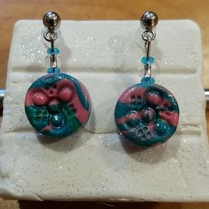 Polymer clay dangle post earrings